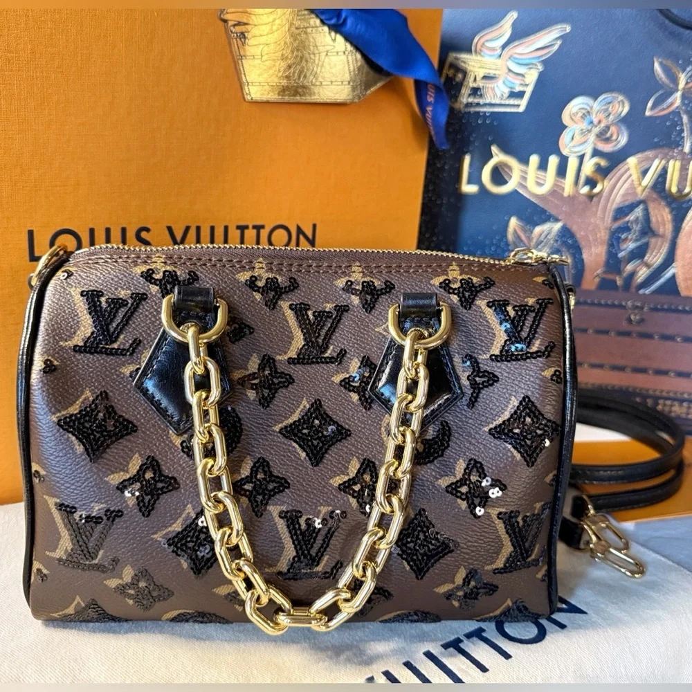 NWT Louis Vuitton Speedy Sequins Bandouliere 20 Ski Collection Limited Edition - Picture 3 of 17